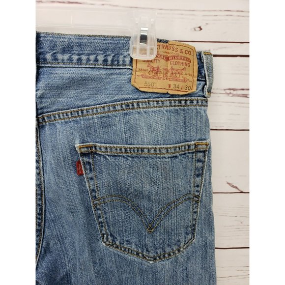 Levi Strauss & Co Men's 550 Relaxed Fit Cotton Blue Denim Jeans Size 34X30 - Picture 4 of 10